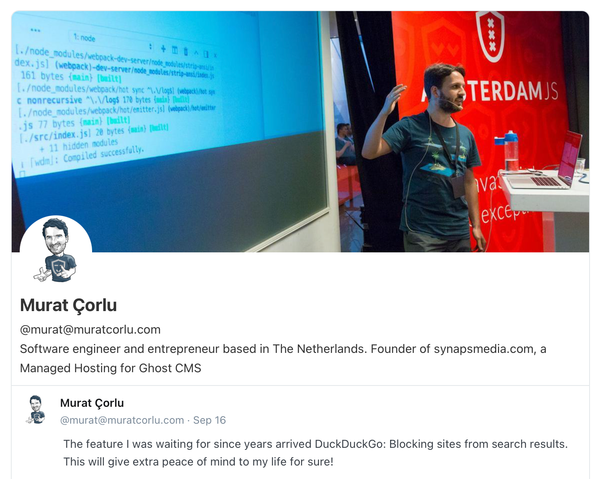 Showing Ghost ActivityPub Embed in action